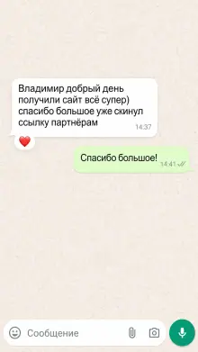 Отзыв клиента — получили сайт, скинули ссылку партнёрам